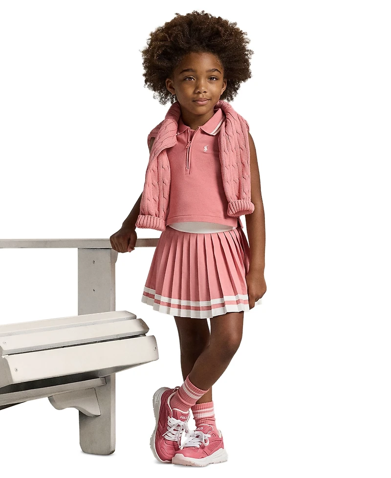 Polo Ralph Lauren Girls' 2-6X Stretch Mesh Half-Zip Boxy Shirt