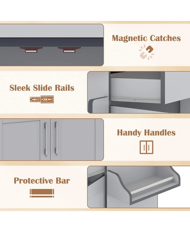 Volenca Kitchen Island Cart with Towel Rack and Spice Rack