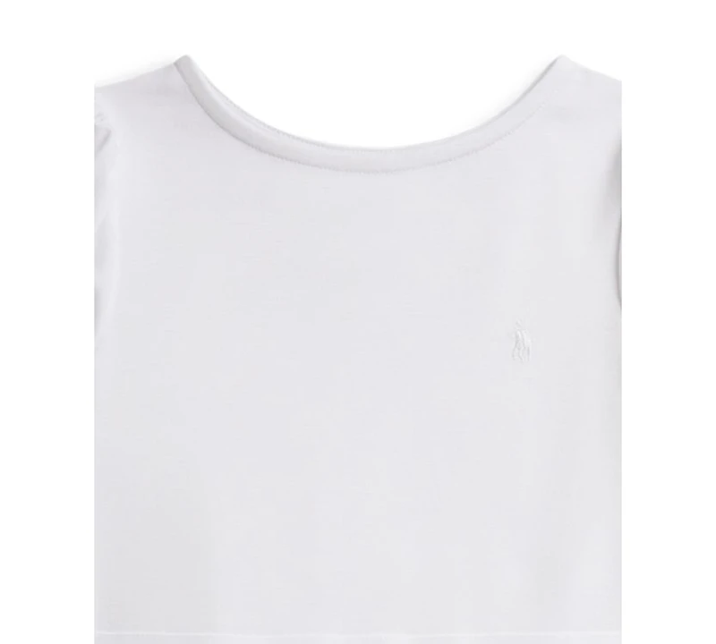 Polo Ralph Lauren Girls' 7-16 Round Neck Pleated Stretch Ponte Dress