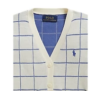 Polo Ralph Lauren Girls' 2-6X Windowpane V-Neck Cardigan