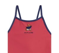 Polo Ralph Lauren Girls' 2T-6X Bear Round Neck One-Piece Swimsuit