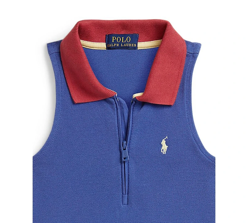 Polo Ralph Lauren Girls' 2T-6X Pleated Mesh Quarter-Zip Dress