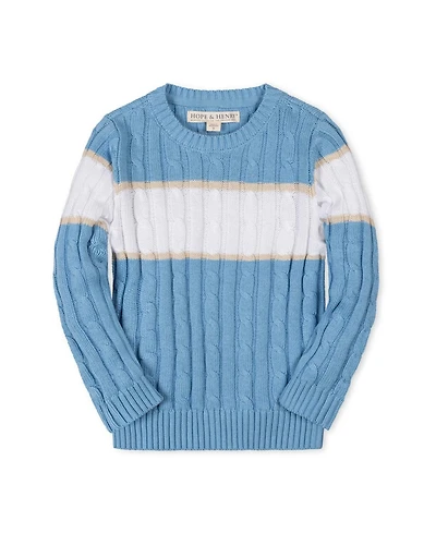 Hope & Henry Toddler Boys' Organic Cable Crewneck Pullover Sweater