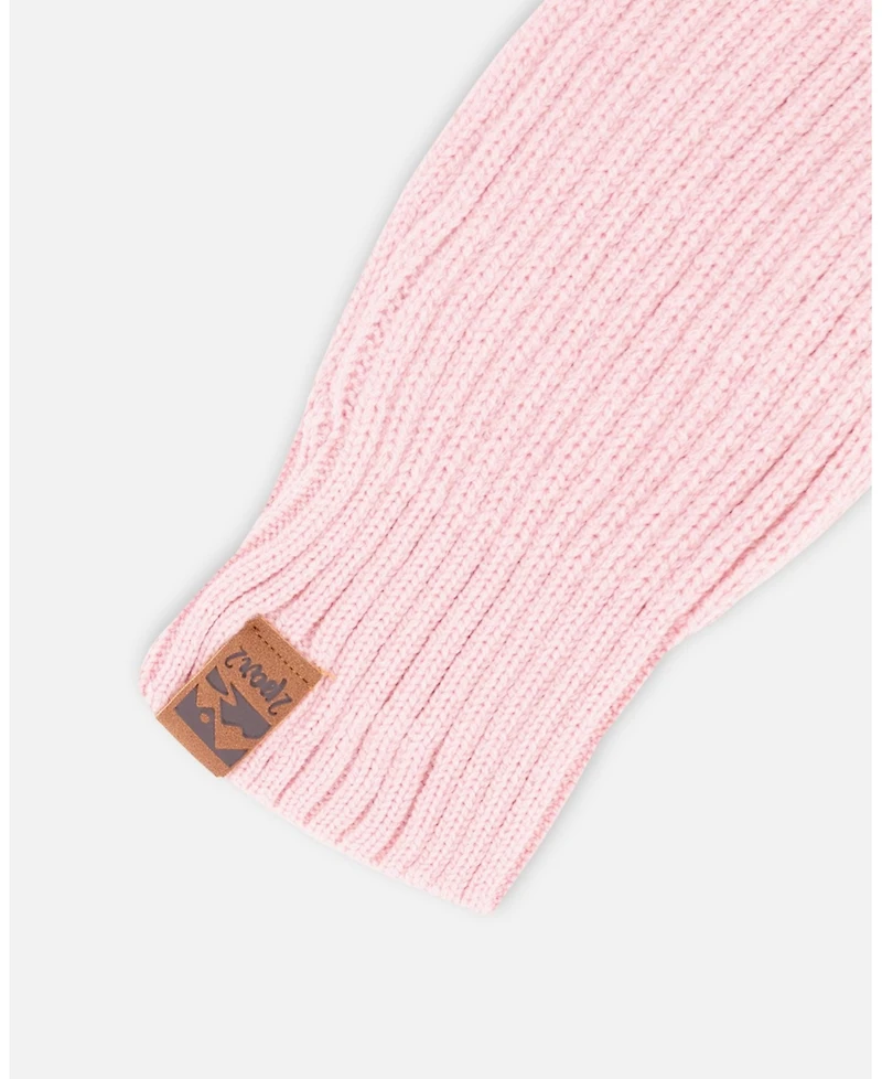 Deux par Girl Ribbed Knit Mittens Pale Pink - Toddler Child