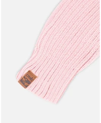 Deux par Girl Ribbed Knit Mittens Pale Pink - Toddler Child