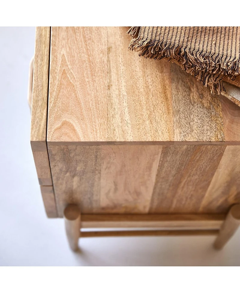 Tikamoon Solid mango wood and rattan bedside table