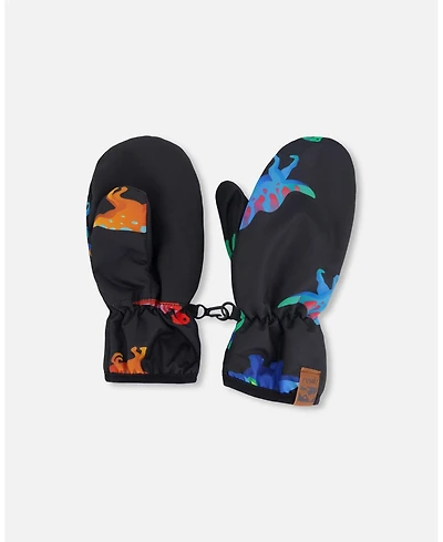 Deux par Deux Baby Boy Mid-Season Mittens in Polyester Dinosaur Print