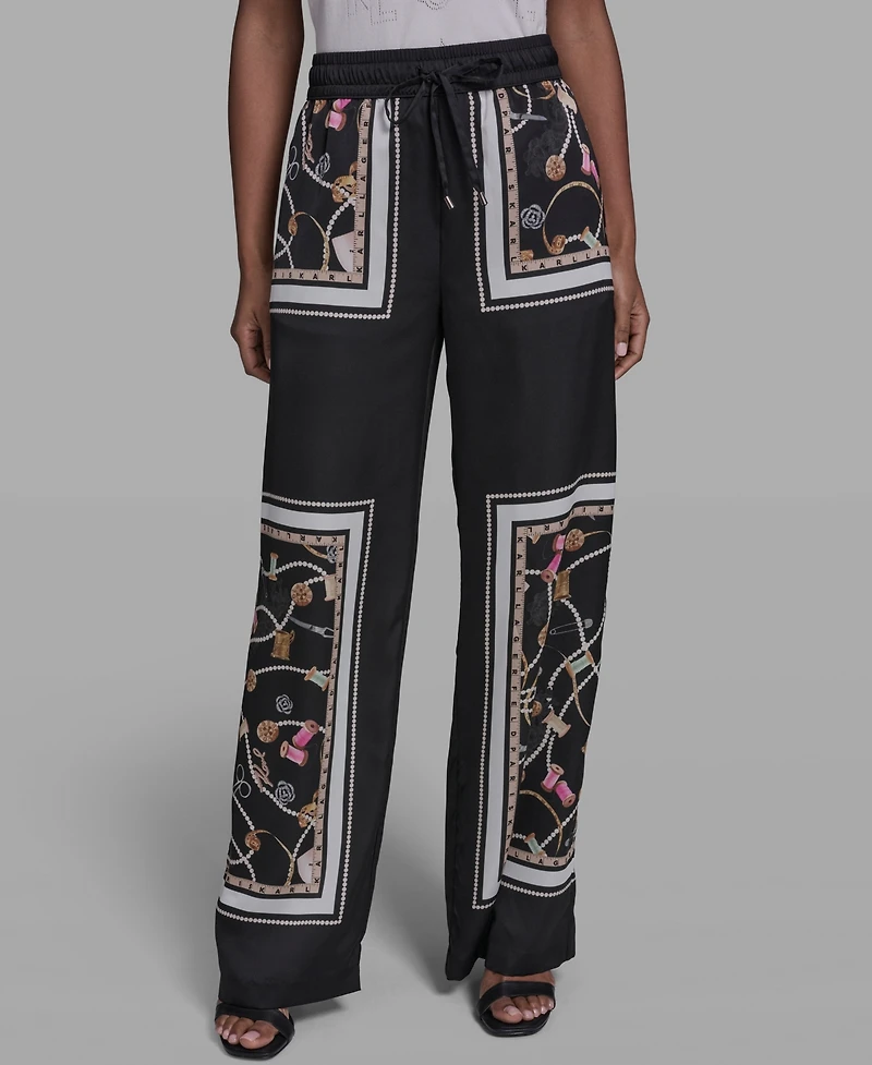 Karl Lagerfeld Paris Women's Mid Rise Pull-On Pants