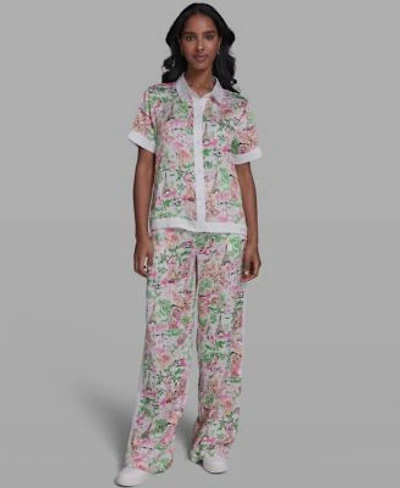 Karl Lagerfeld Paris Womens Collared Short Sleeve Top Pants