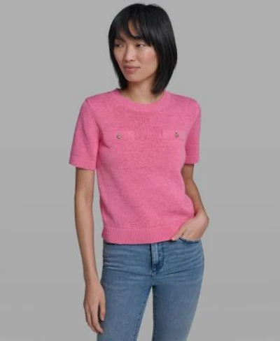 Karl Lagerfeld Paris Womens Crew Neck Short Sleeve Sweater