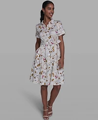 Karl Lagerfeld Paris Women's Short-Sleeve Collared Shirt Dress