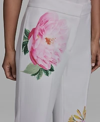 Karl Lagerfeld Paris Women's Placed Floral Print Pants