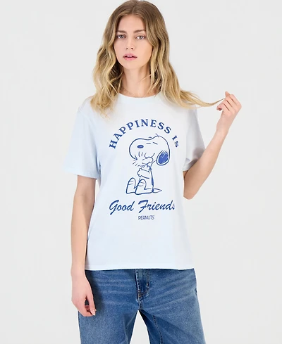 Love Tribe Juniors' Snoopy Woodstock Graphic Crewneck T-Shirt