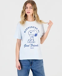 Love Tribe Juniors' Snoopy Woodstock Graphic Crewneck T-Shirt