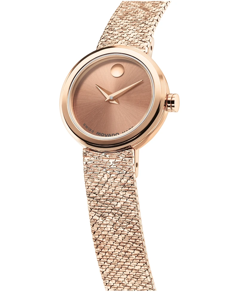 Movado Women's Museum Velura Mini Swiss Quartz Mid Rose Pvd Watch, 21mm