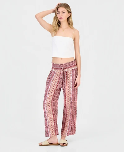 Kingston Grey Juniors' Printed Wide-Leg Cropped Pants
