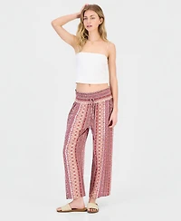 Kingston Grey Juniors' Printed Wide-Leg Cropped Pants