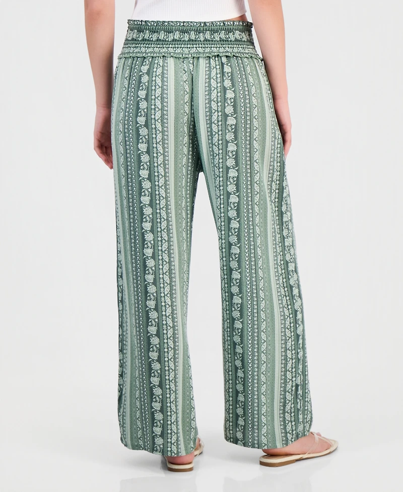 Kingston Grey Juniors' Printed Wide-Leg Cropped Pants