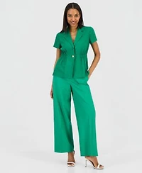 Tahari Asl Petite One Button Regular Fit Top Mid Rise Wide Leg Pants