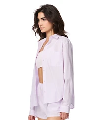 Gap Women's Poplin Notch Collar Long-Sleeve Sleep Shirt