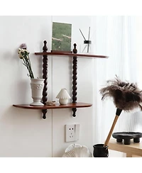 Yigii Two-Tier Wall Floating Shelf with Roman Columns for Home Decor