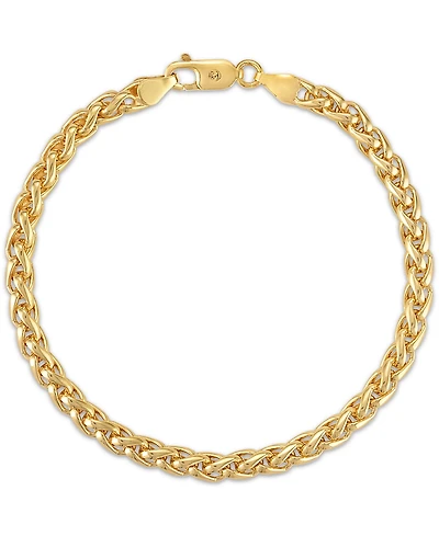 Esquire Men's Jewelry Wheat Link Chain Bracelet in 14k Gold-Plated Sterling Silver