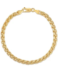 Esquire Men's Jewelry Wheat Link Chain Bracelet in 14k Gold-Plated Sterling Silver