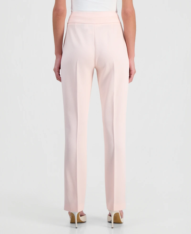 Tahari Asl Women's Twill Flat-Front Straight-Leg Pants