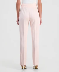Tahari Asl Women's Twill Flat-Front Straight-Leg Pants