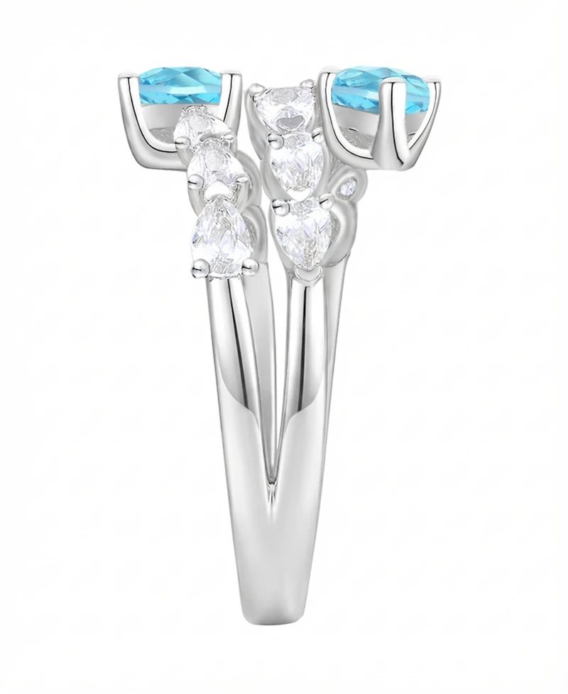 Macy's Blue Topaz (1 ct. t.w.) & Lab-Grown White Sapphire (2 Ring Sterling Silver (Also Available Multi-Stones)