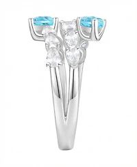 Macy's Blue Topaz (1 ct. t.w.) & Lab-Grown White Sapphire (2 Ring Sterling Silver (Also Available Multi-Stones)