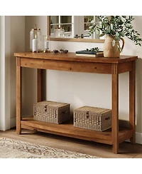 Tribesigns Solid Wood Console Table, 41.3" Farmhouse Entryway Table with Storage Shelf, Vintage