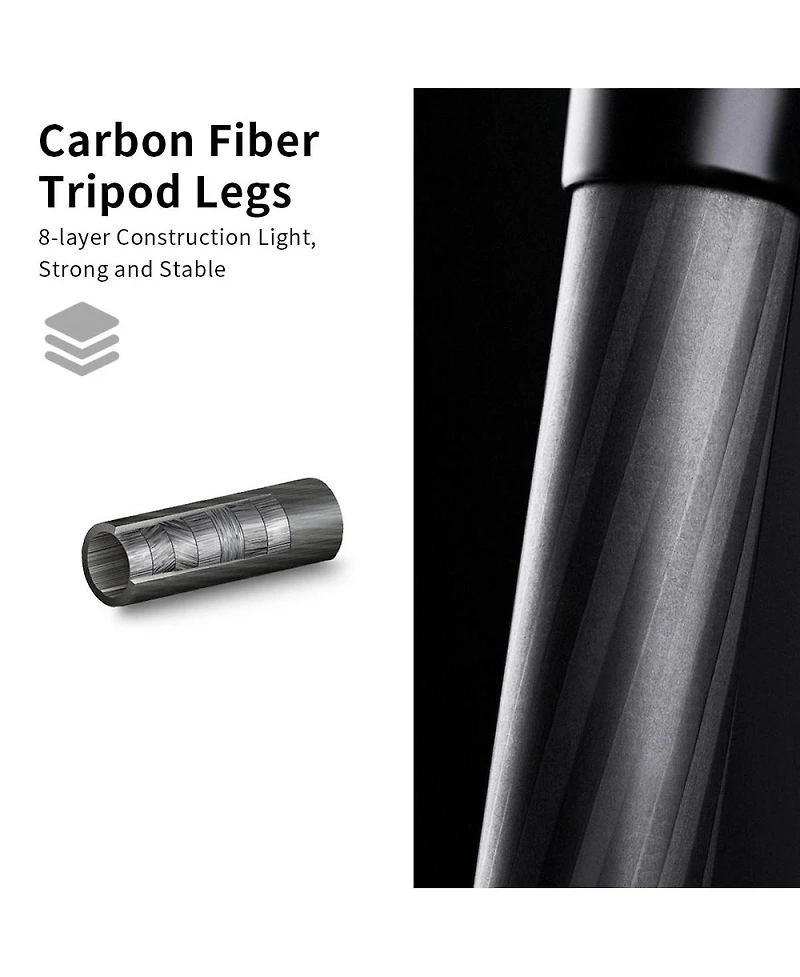 K&F Concept A254C4 4-Section Carbon Fiber Travel Tripod/Monopod with Ball Head