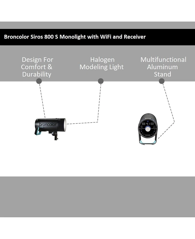 Broncolor Siros 800 S Monolight with WiFi and RFS2.1 Receiver