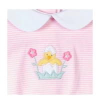 Florence Eiseman Baby Girl Stripe Knit Romper With Flowers & Chick