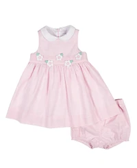 Florence Eiseman Baby Girl Linen Look Dress & Bloomer With Flowers