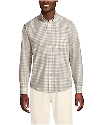 Lands' End Men's Long Sleeve Pattern Poplin Shirt