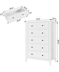 gaomon 5 Drawer Dresser, Wooden Chest of Drawers for Office, Storage Cabinet Organizer Living Room