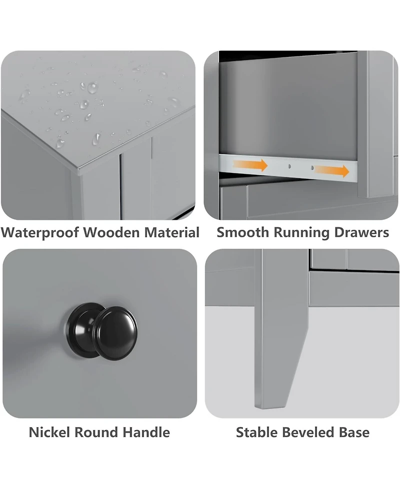 gaomon 5 Drawer Dresser, Wooden Chest of Drawers for for Office, Storage Cabinet Organizer Drawers for Living Room