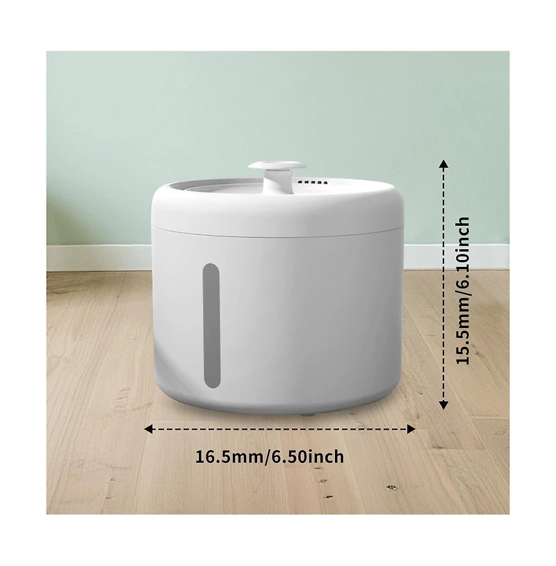 Aostirmotor White Round Pet Water Fountain, 2000ML Automatic Circulating Cat Dog Dispenser