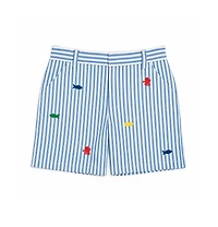 Florence Eiseman Toddler Boys Seersucker Short with Embroidered Sea Creatures
