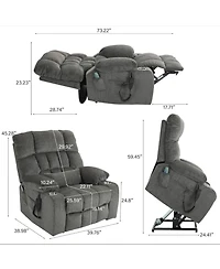 Boyel Living Chenille Lift Recliner with Heat and Massage, 2 Pockets, 2 Cup Holder, 2 Remote, Okin Motor, Dark Grey