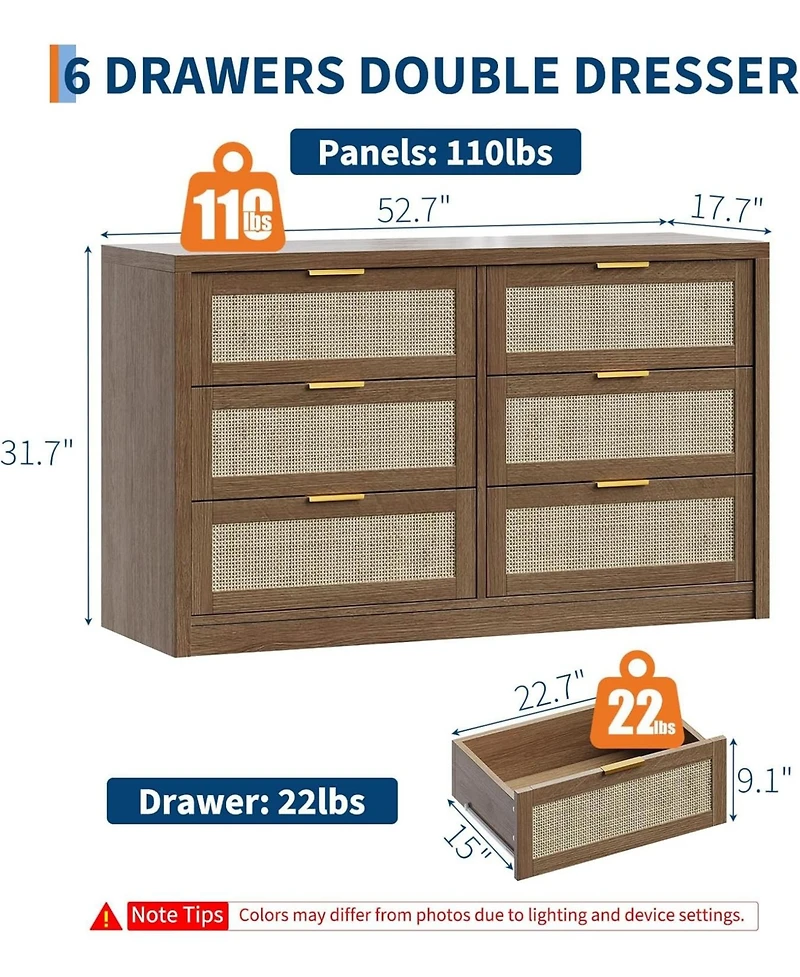 gaomon 53-Inch Rattan Storage Dresser