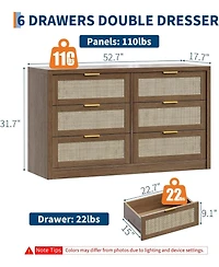 gaomon 53-Inch Rattan Storage Dresser
