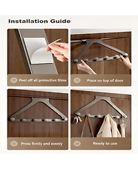 Yigii Over Door Hooks, No Drill, Silent, 6 Hooks, 10.6" Extended, Modern Matte Metal