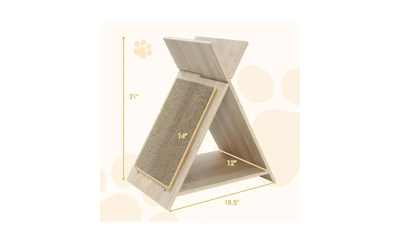 Aostirmotor Space-Saving Cat Scratcher Lounge Combo with Tunnel, 3-in-1 Multi-Level Furniture with Scratching Surface & Wooden Perch