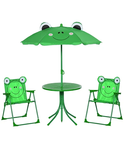 Hongge Folding Kids Picnic Table and Chair Set with Adjustable Umbrella