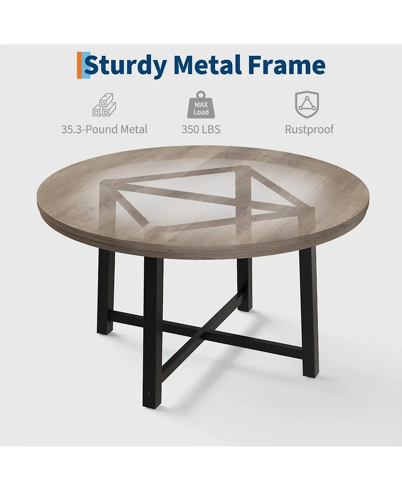 Gaomon Kitchen Table Garvee 47 Inch Round Industrial Dining Table for 4