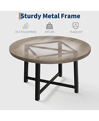 Gaomon Kitchen Table Garvee 47 Inch Round Industrial Dining Table for 4