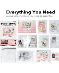 Robotime Led Building Blocks for Adults,1:24 Toy Building Sets,Model Building Kits Kids Ages 8-15 Diy Miniature Dollhouse Kits Double Joy Bubble Tea